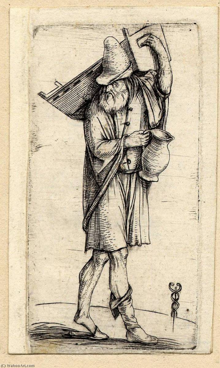 Man Holding A Cradle On His Shoulder And A Jug In The Other Hand — Jacopo Barbari