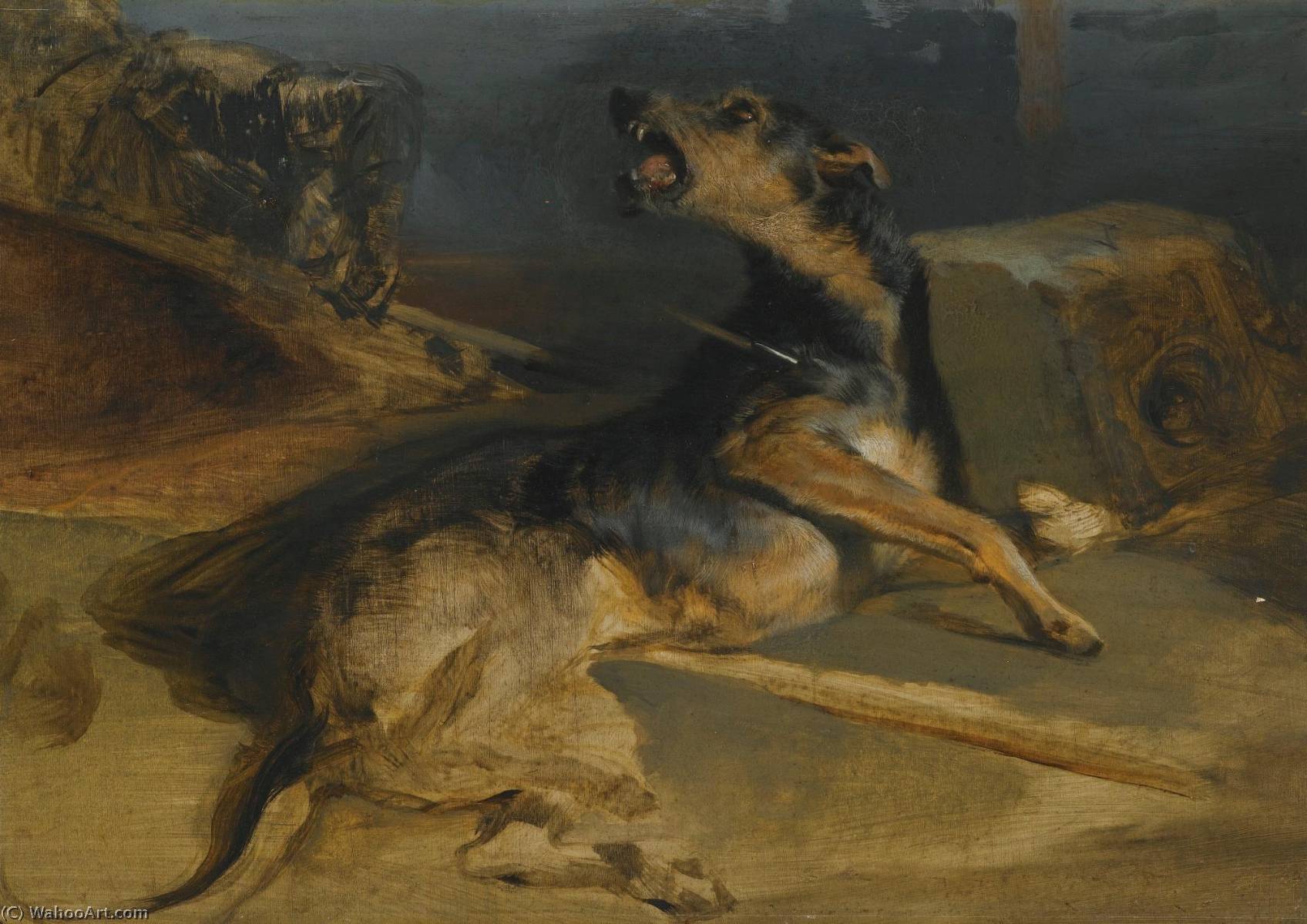 Study Of A Wounded Hound, From Walter Scott's The Talisman — Sir Edwin Henry Landseer