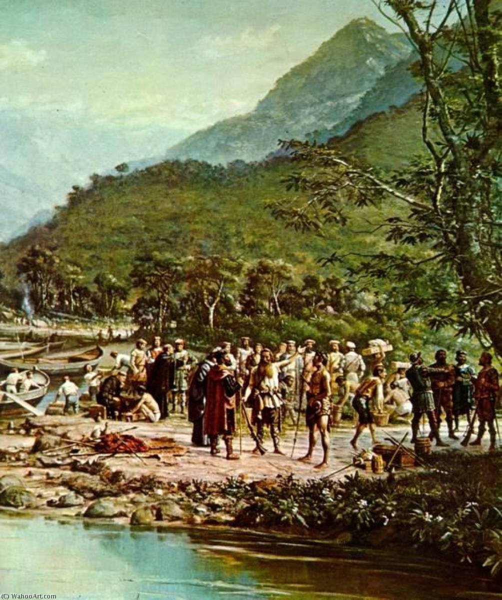 Português Martim Afonso No Porto De Piaçagüera (detalhe) — Benedito Calixto
