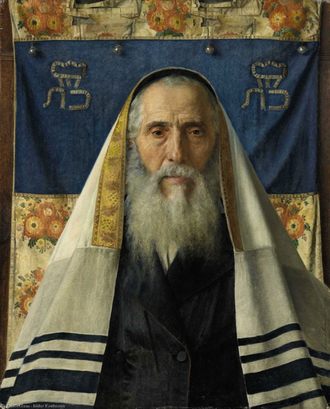 Portrait Of A Rabbi With Prayer Shawl — Isidor Kaufmann