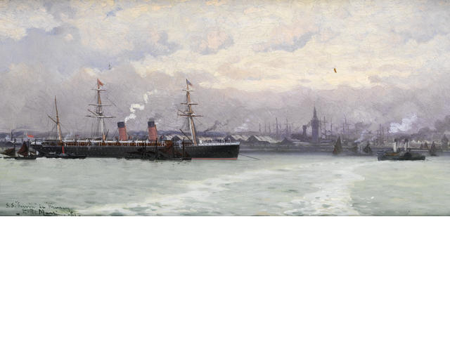 The Cunard Liner S.s. Servia In The Mersey — Edoardo Federico De Martino