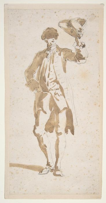 Man Shading His Face With A Tricorne — Giovanni Paolo Panini
