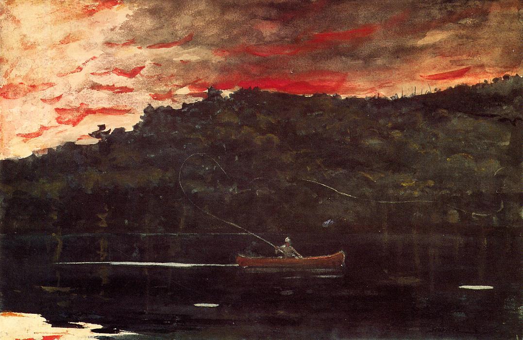Sunrise, Fishing In The Adirondacks — Winslow Homer