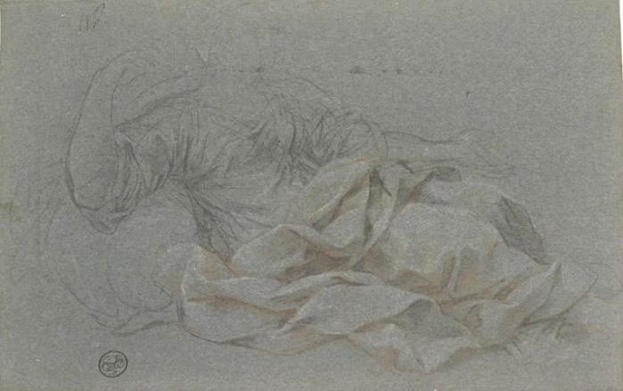 Draped Figure, Seated, Arms Outstretched, Facing Right — Pietro Da Cortona