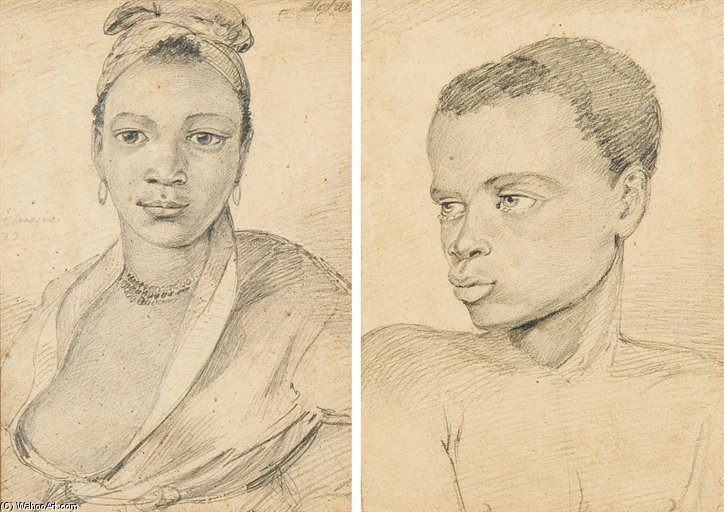 Portraits Of Two Slaves, Brazil — Johann Moritz Rugendas