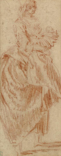 A Peasant Woman Carrying A Bag — Jean-baptiste Pater