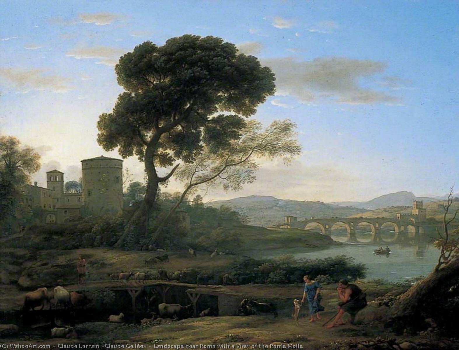 Landscape Near Rome With A View Of The Ponte Molle — Claude Lorrain (claude Gellée)