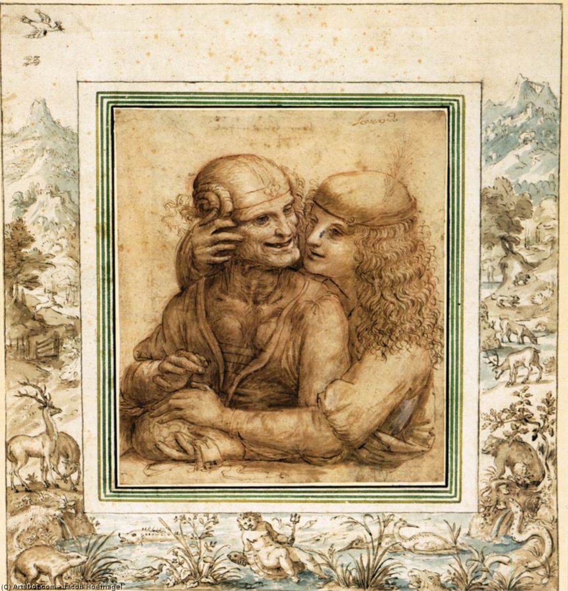 A Young Man Caresses An Old Woman — Jacob Hoefnagel