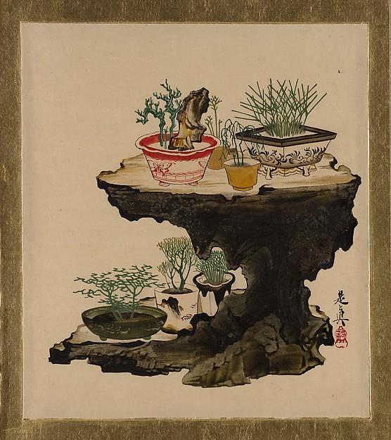 Lacquer Paintings Of Various Subjects Bonsai — Shibata Zeshin