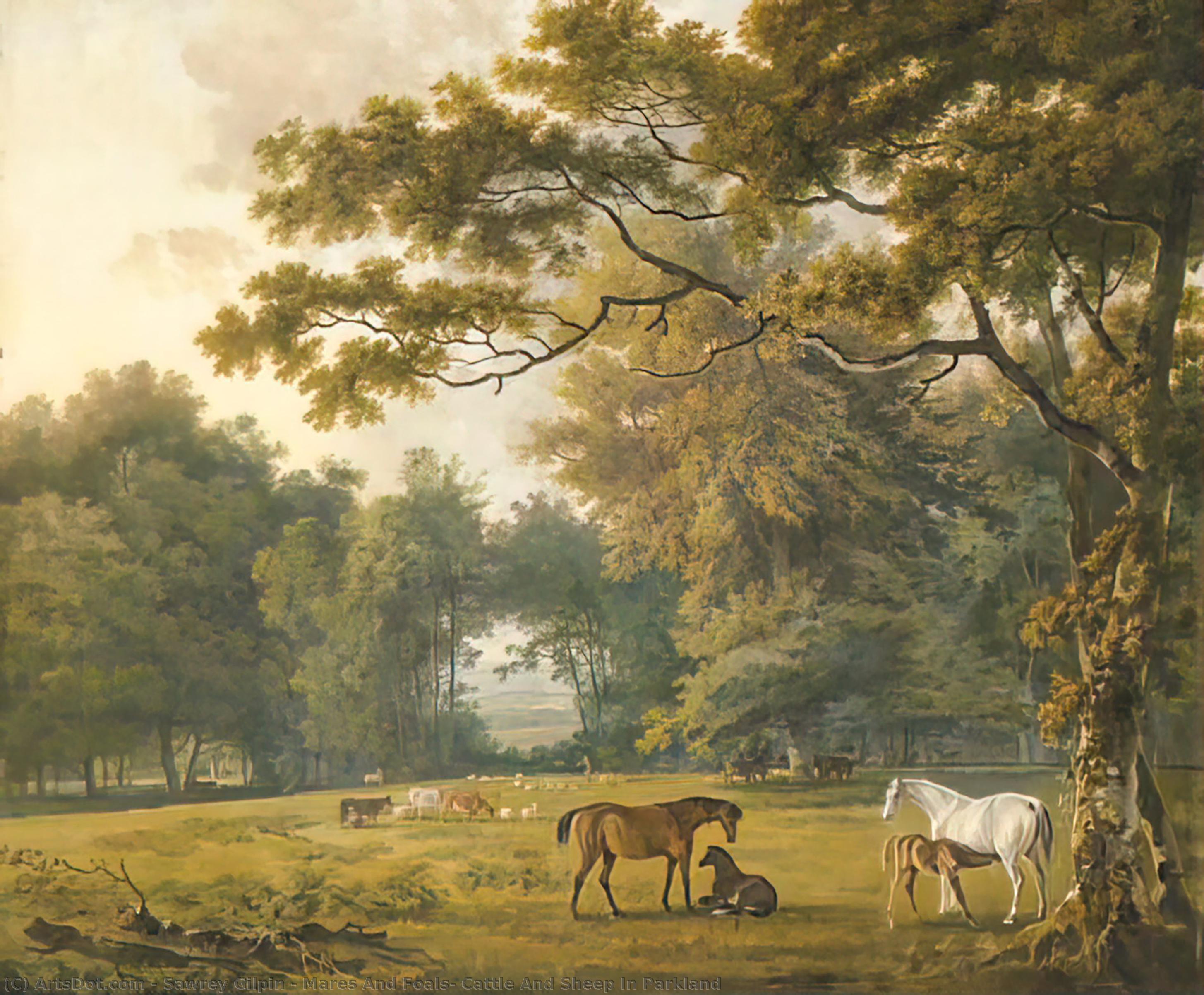 Mares And Foals, Cattle And Sheep In Parkland — Sawrey Gilpin