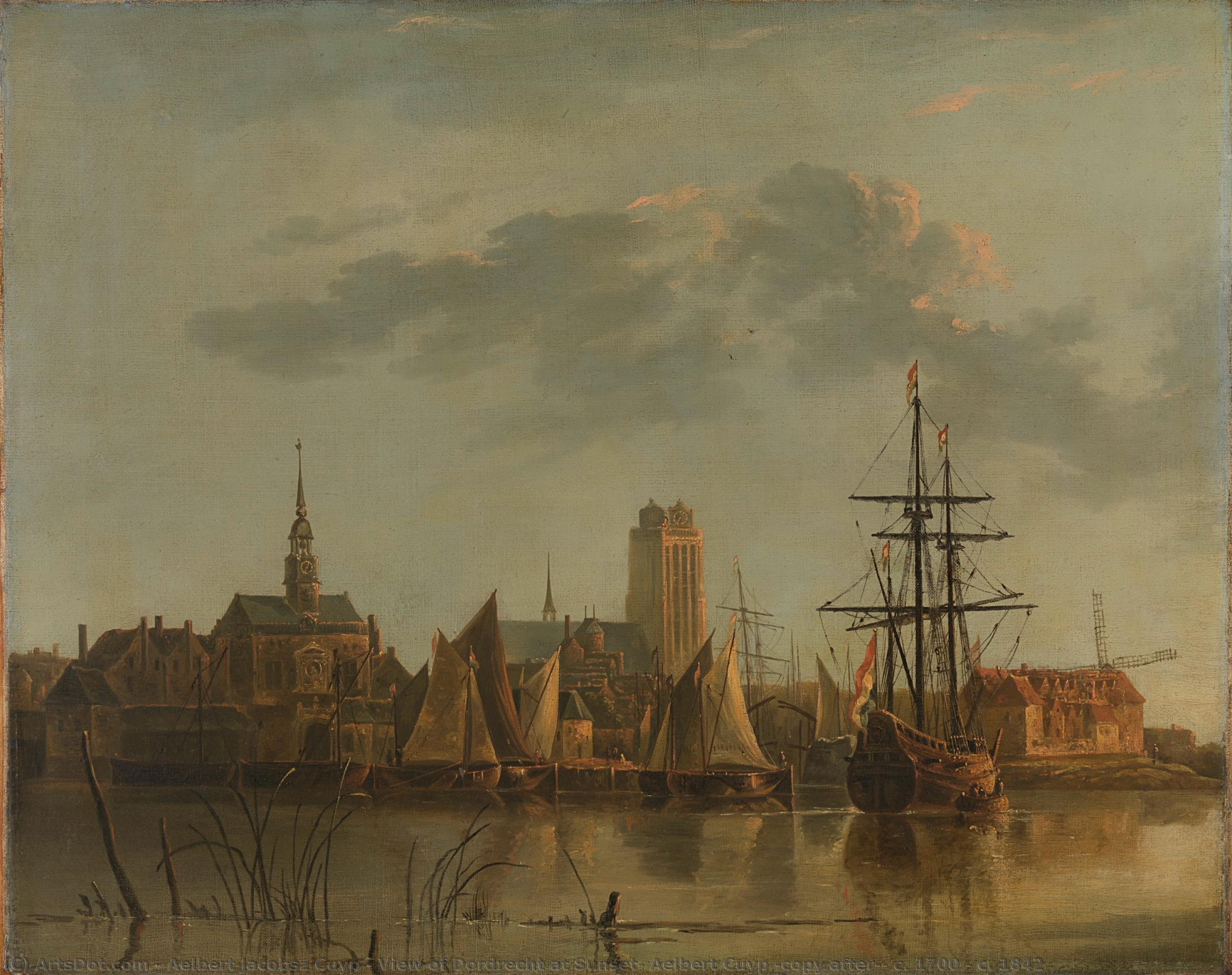View Of Dordrecht At Sunset, Aelbert Cuyp (copy After), C. 1700 - C. 1842 — Aelbert Jacobsz Cuyp