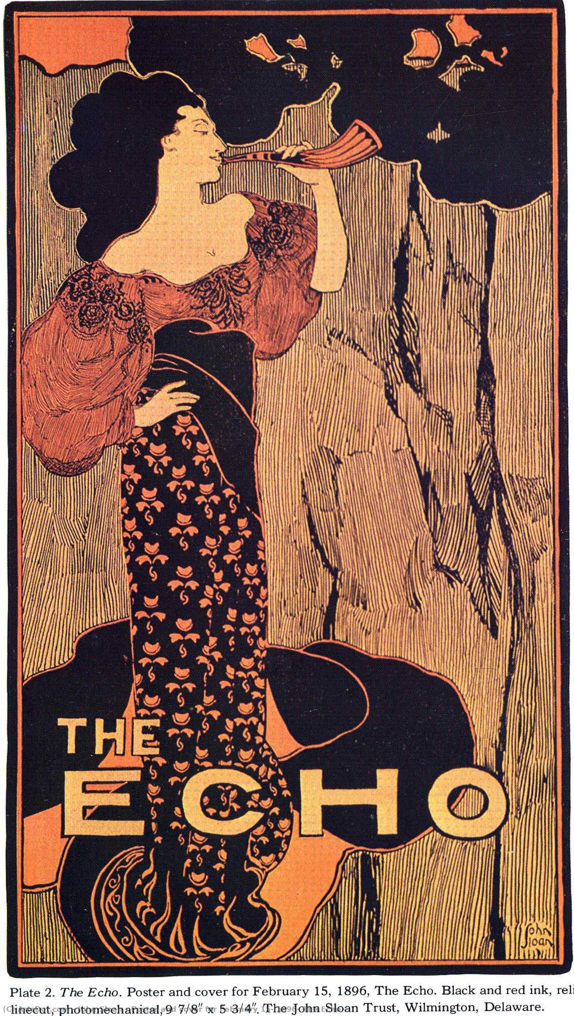 Poster And Cover For February 15, 1896, The Echo — John French Sloan