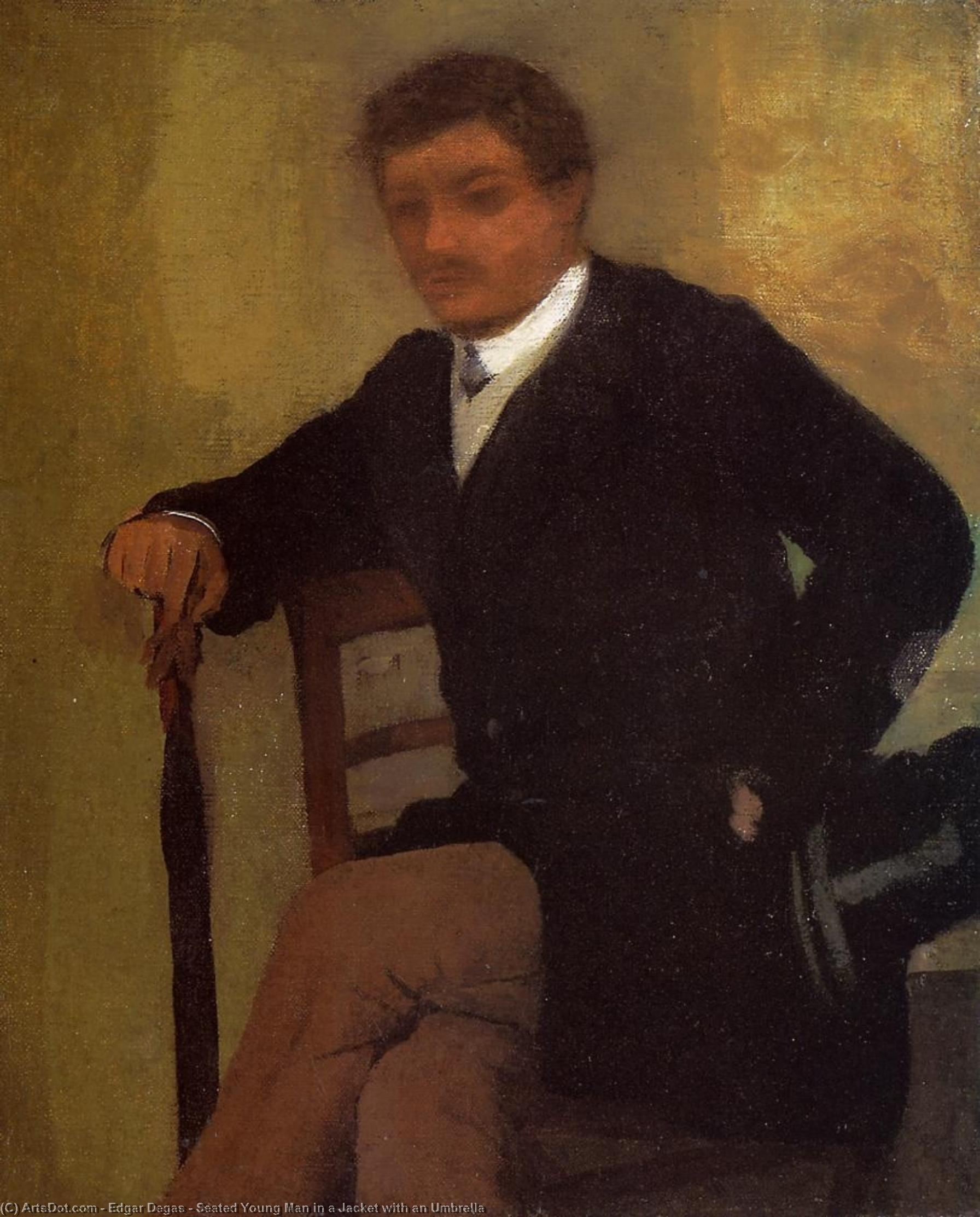 Seated Young Man In A Jacket With An Umbrella — Hilaire-germain-edgar Degas