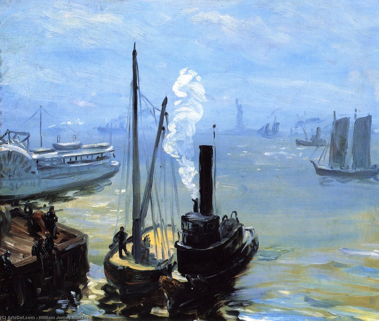Tugboat And Lighter — William James Glackens