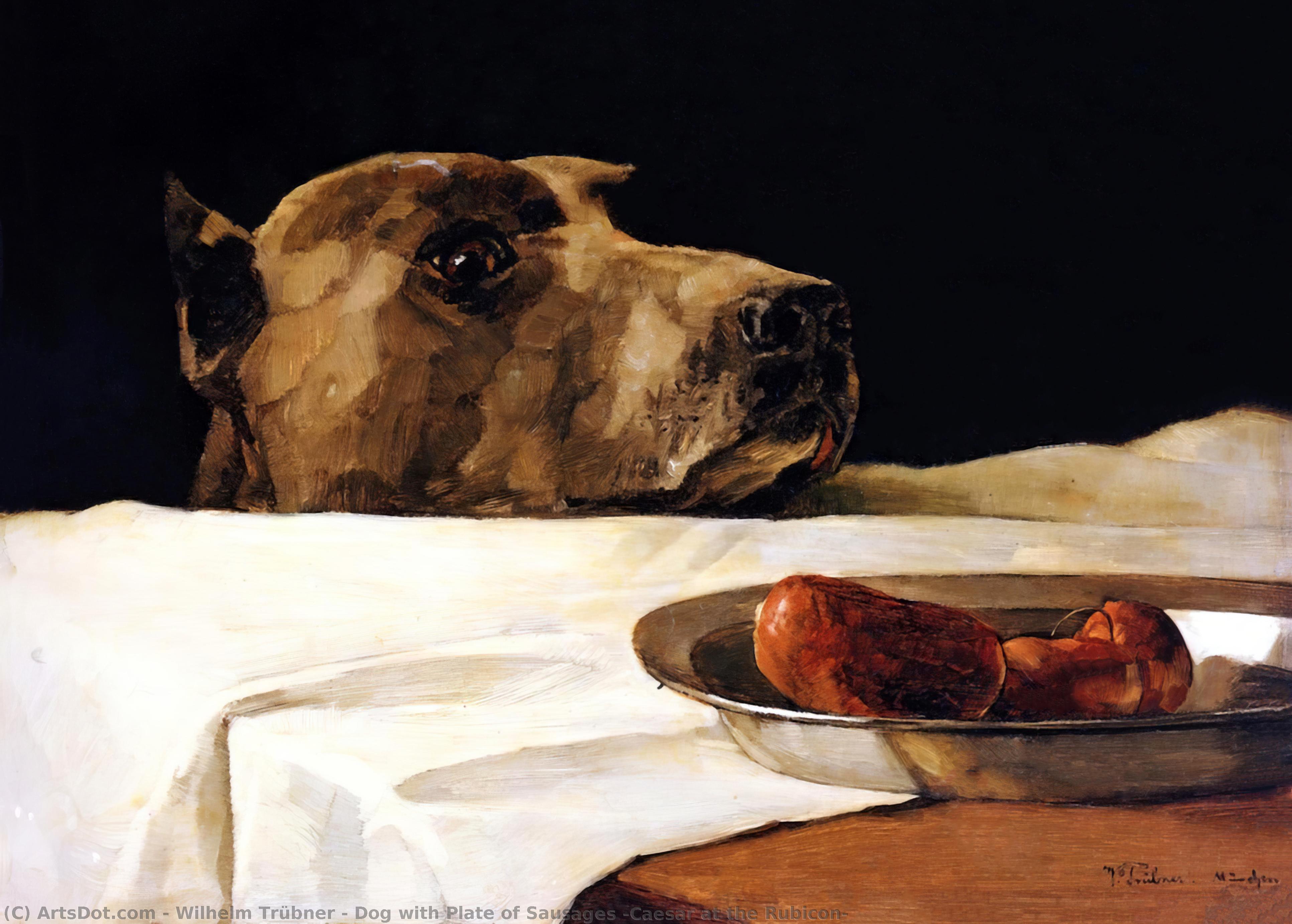Dog With Plate Of Sausages (caesar At The Rubicon) — Wilhelm Trübner