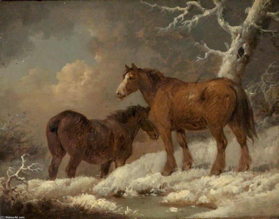 Two Horses In The Snow — George Morland