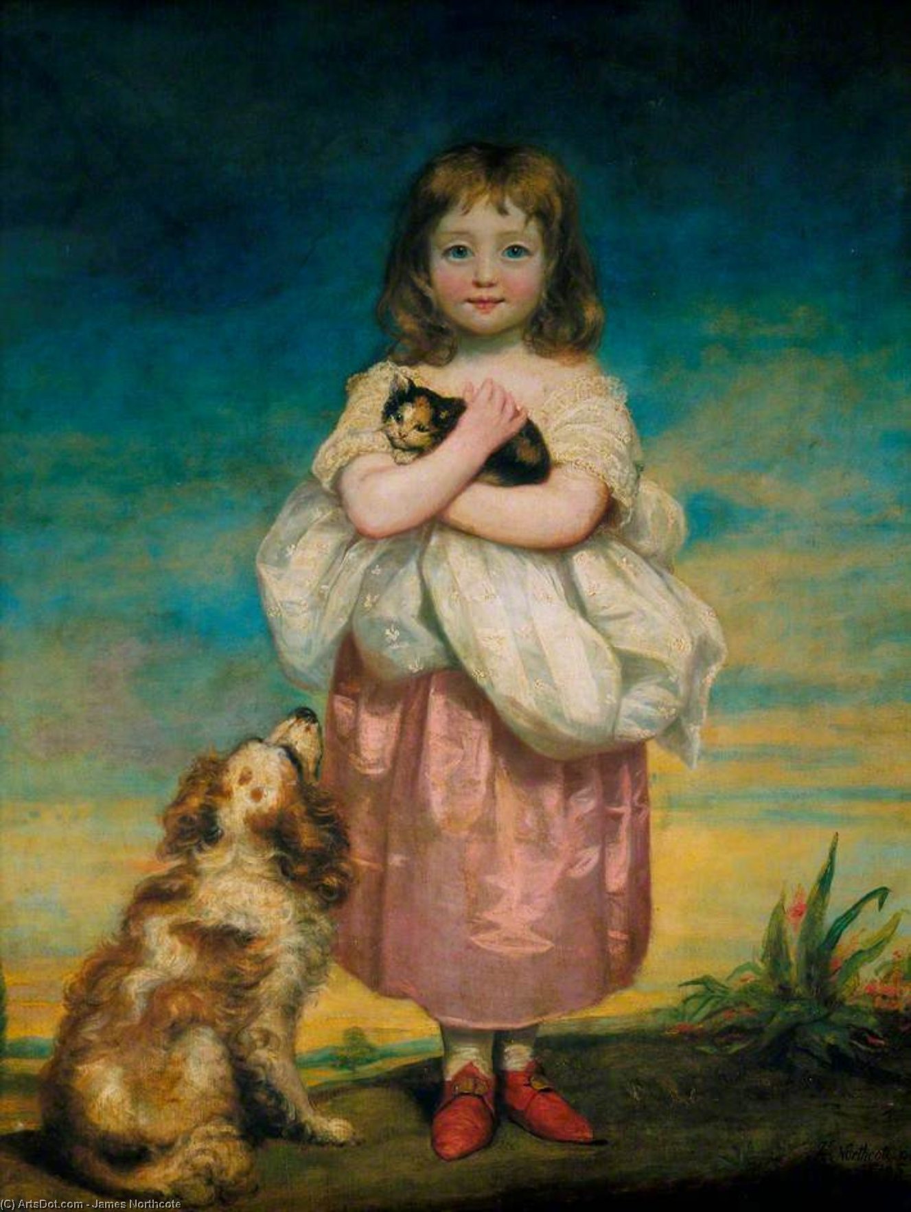 A Little Girl Nursing A Kitten — James Northcote