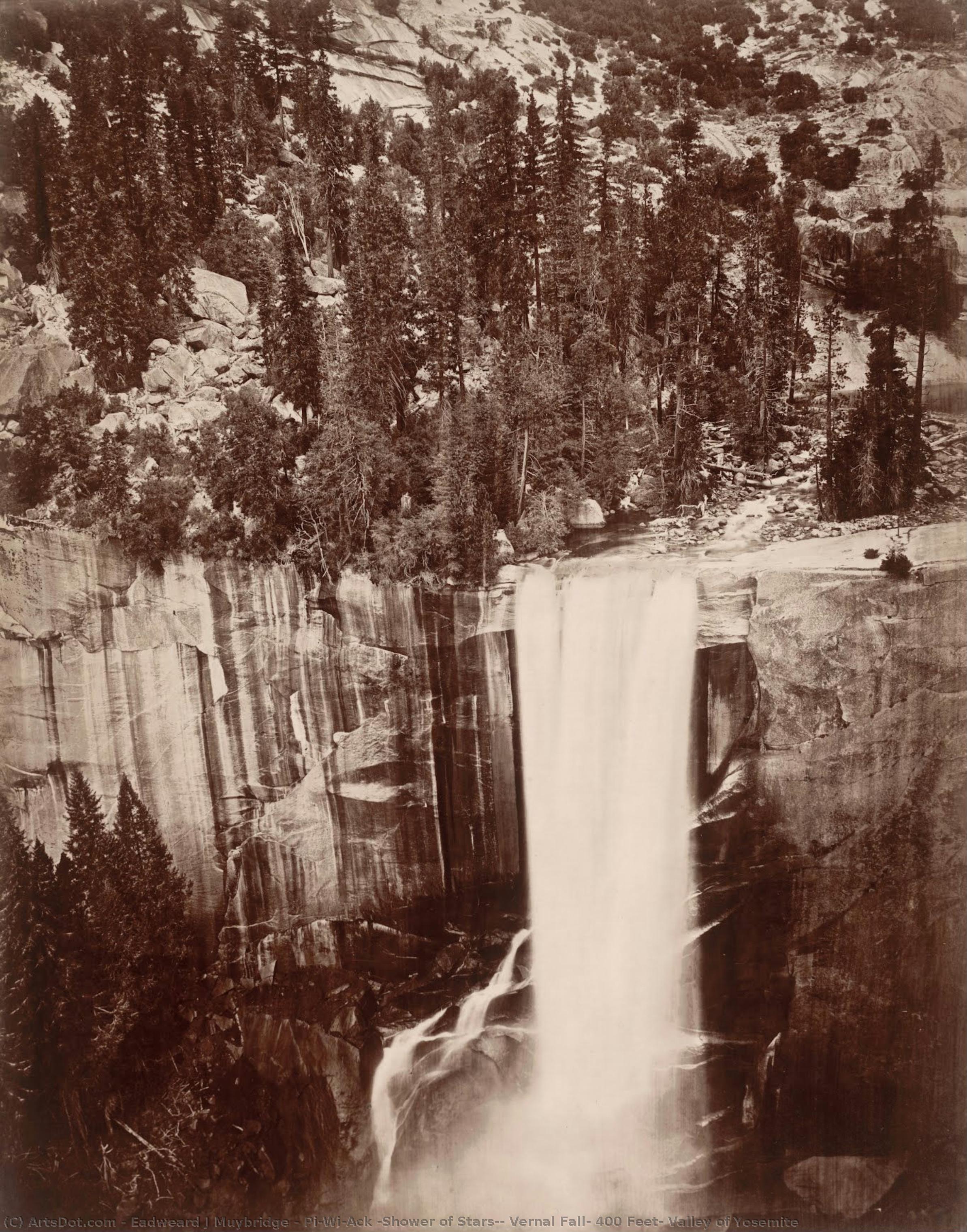 Pi-wi-ack (lluvia De Estrellas), Vernal Fall, 400 Pies, Valle De Yosemite — Eadweard Muybridge