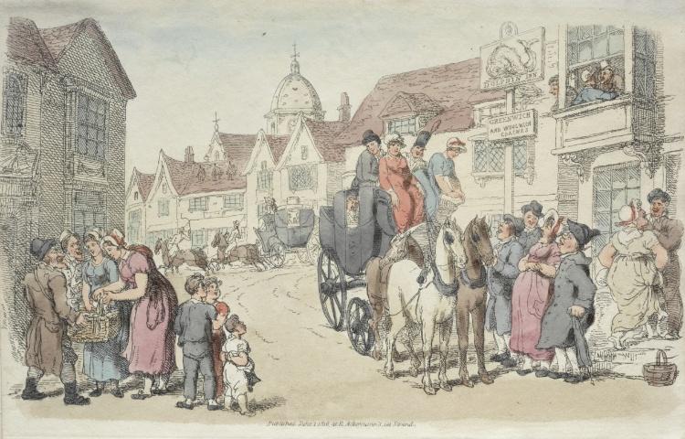 Dolphins Inn; Greenwich And Woolwich Coaches — Thomas Rowlandson