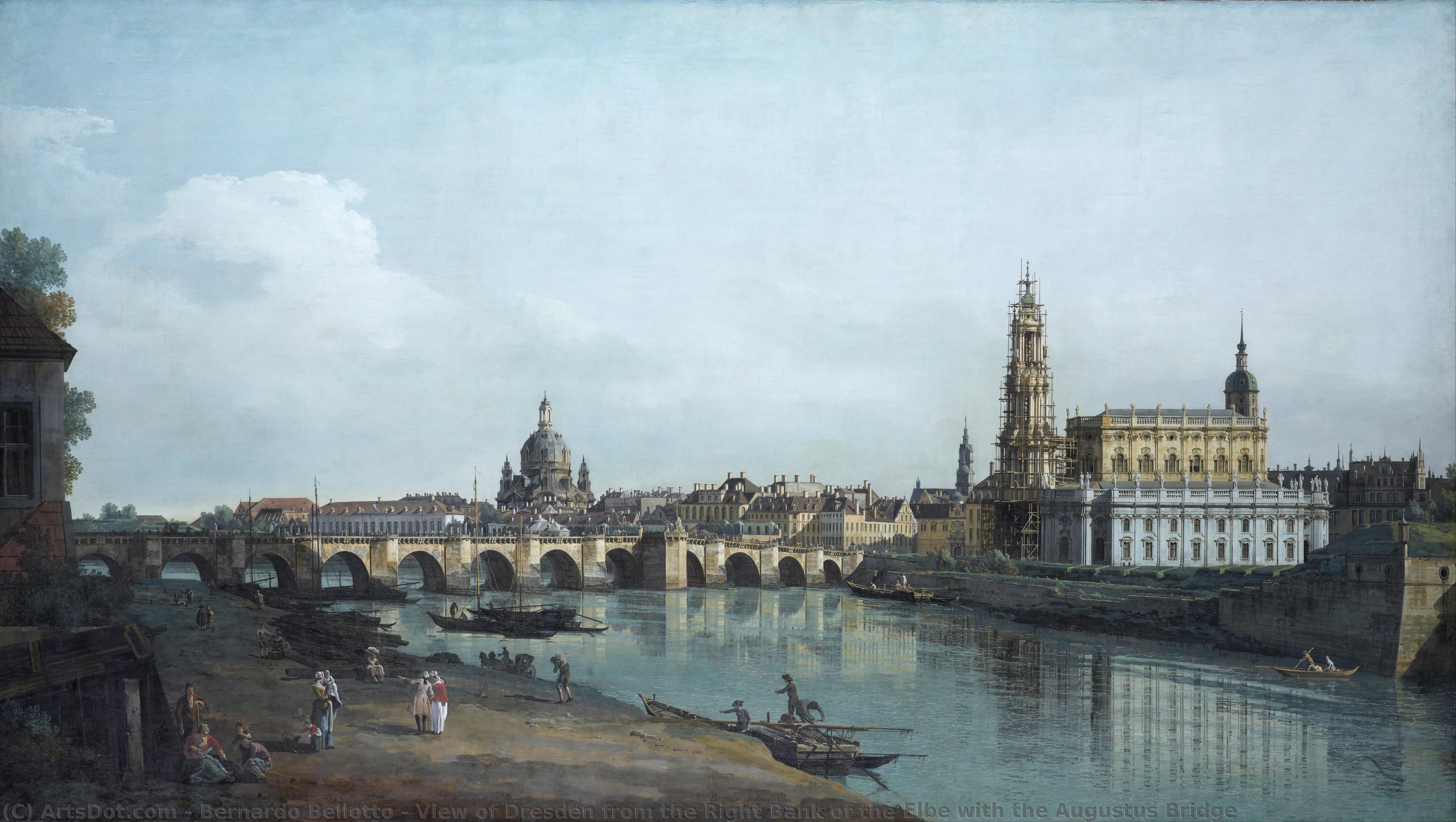 View Of Dresden From The Right Bank Of The Elbe With The Augustus Bridge — Bernardo Beloto