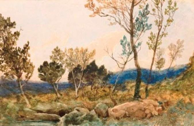 A Landscape With Trees And Rocks In The Foreground — Henri-joseph Harpignies