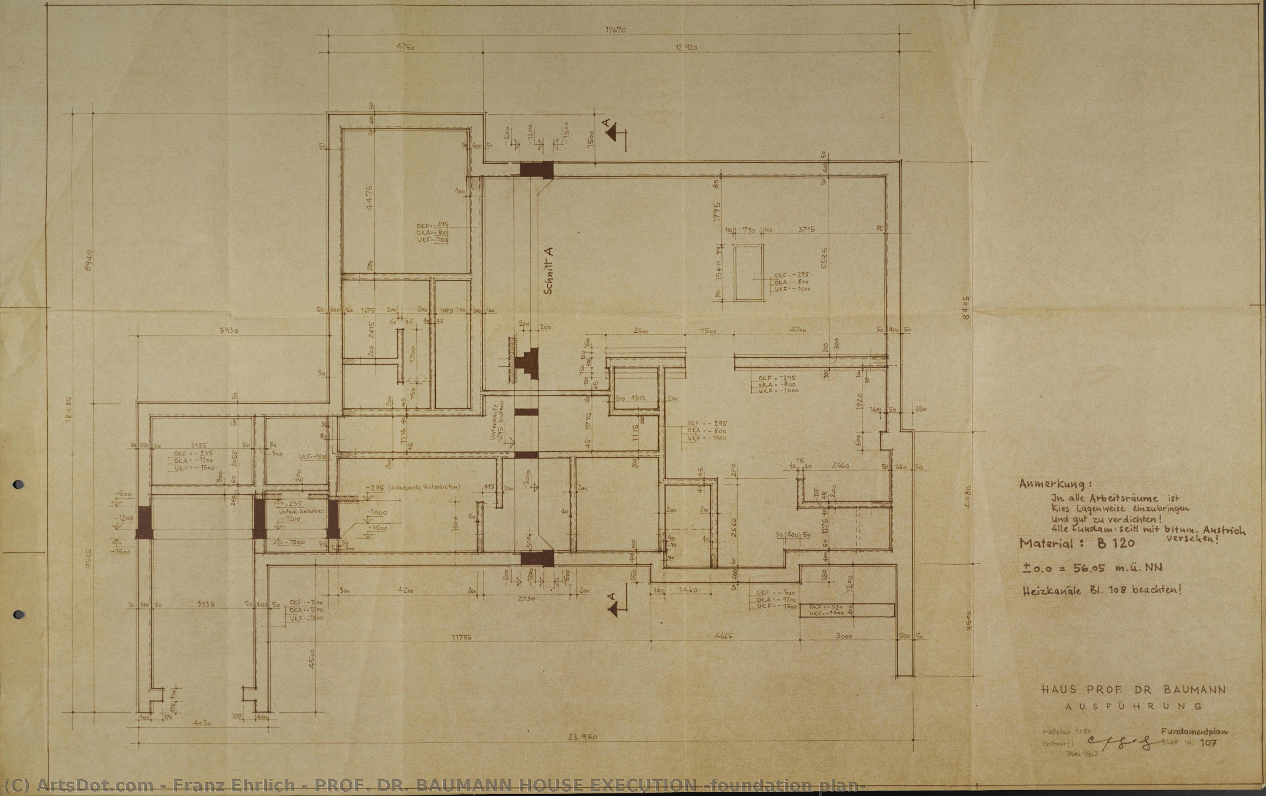 Prof. Dr. Baumann House Execution (foundation Plan) — Франц Эрлих