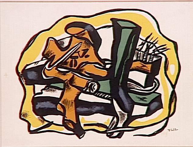 Composition On Yellow Background (green Logs) — Fernand Léger