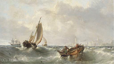 Fishermen Off The Harbour Mouth At Margate — Edwin Hayes
