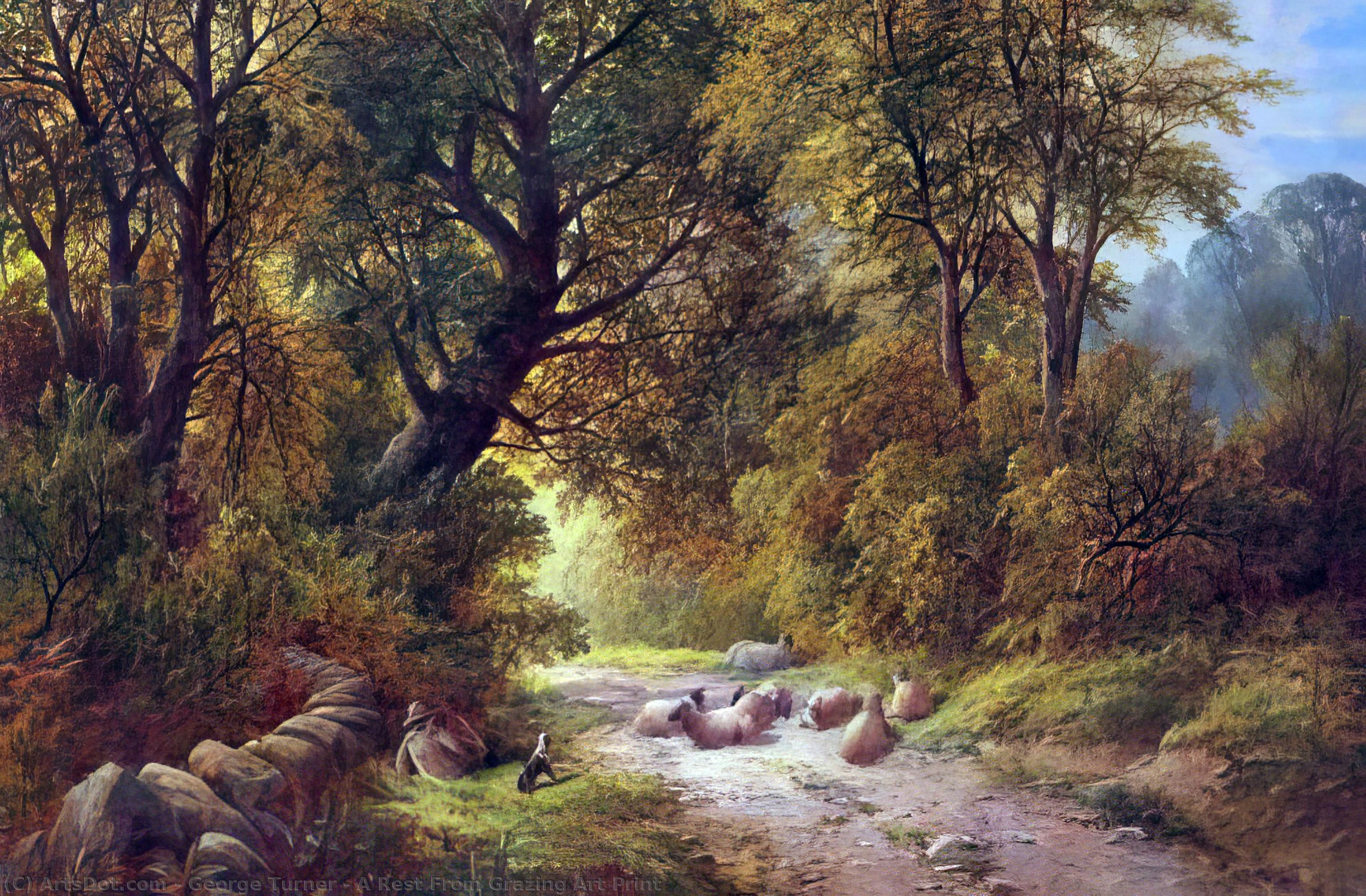A Rest From Grazing Art Print — Джордж Тернер