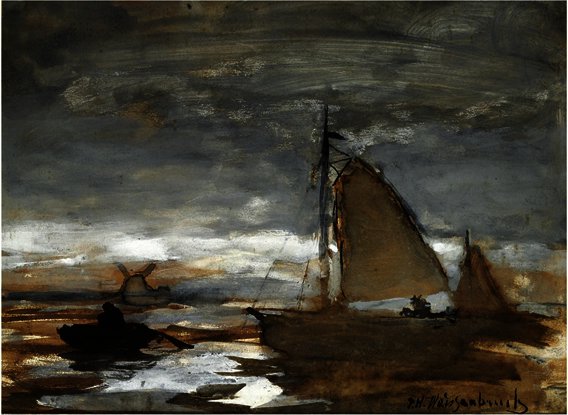 Schepen In Den Avond — Jan Weissenbruch