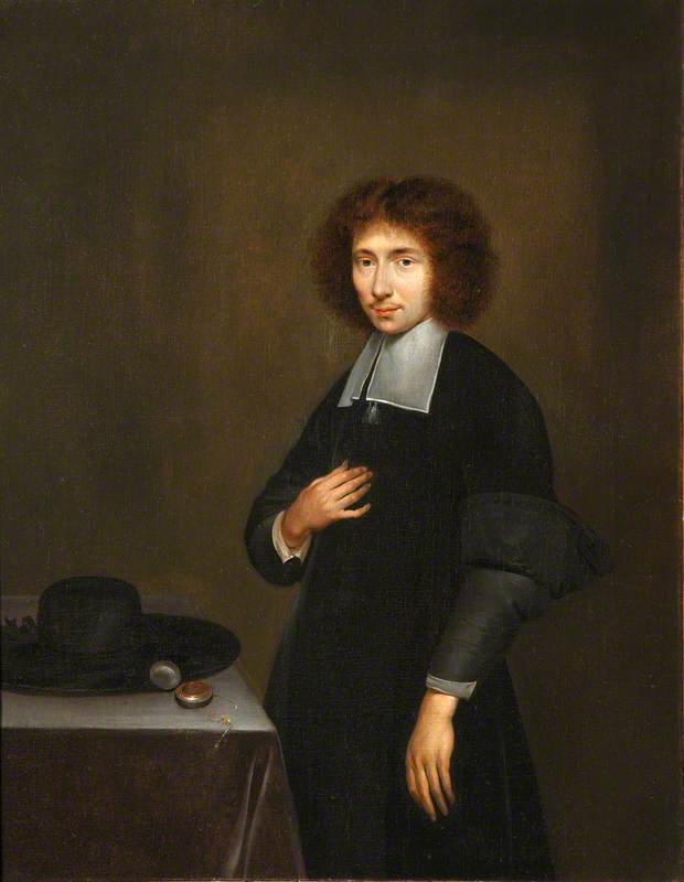Portrait Of An Unknown Man In Black, With A Hat And Watch On A Table — Gerard Terborch Ii