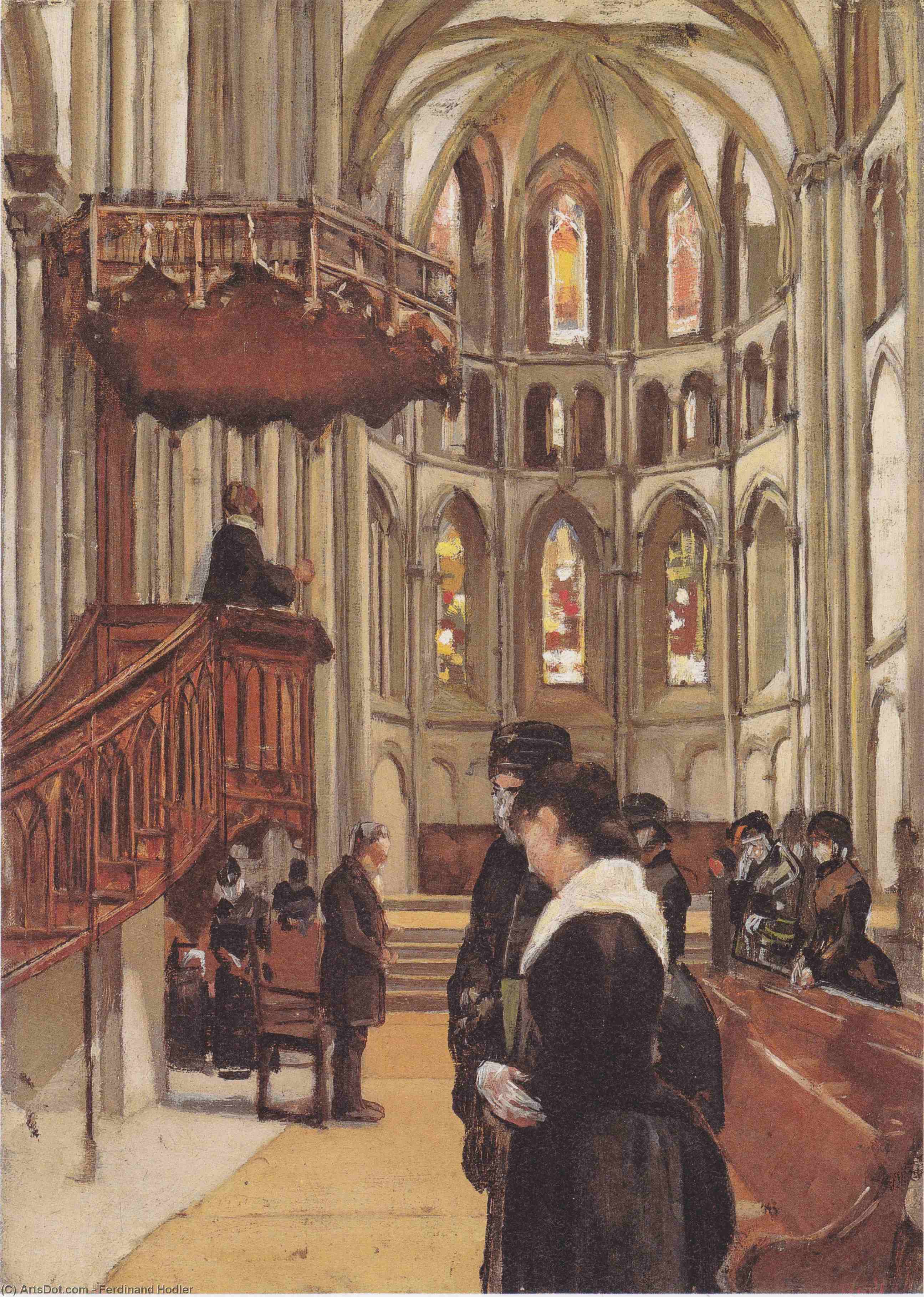 Prayer In The Saint Pierre Cathedral In Geneva — Ferdinand Hodler