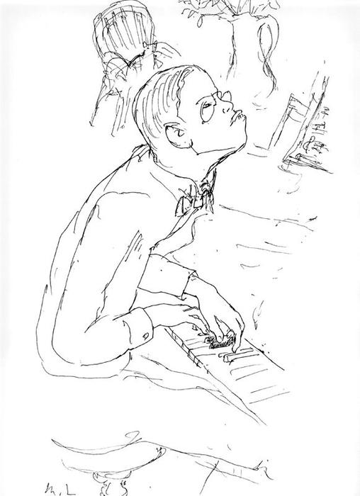 Prokofiev At The Piano — Mikhail Fiodorovich Larionov