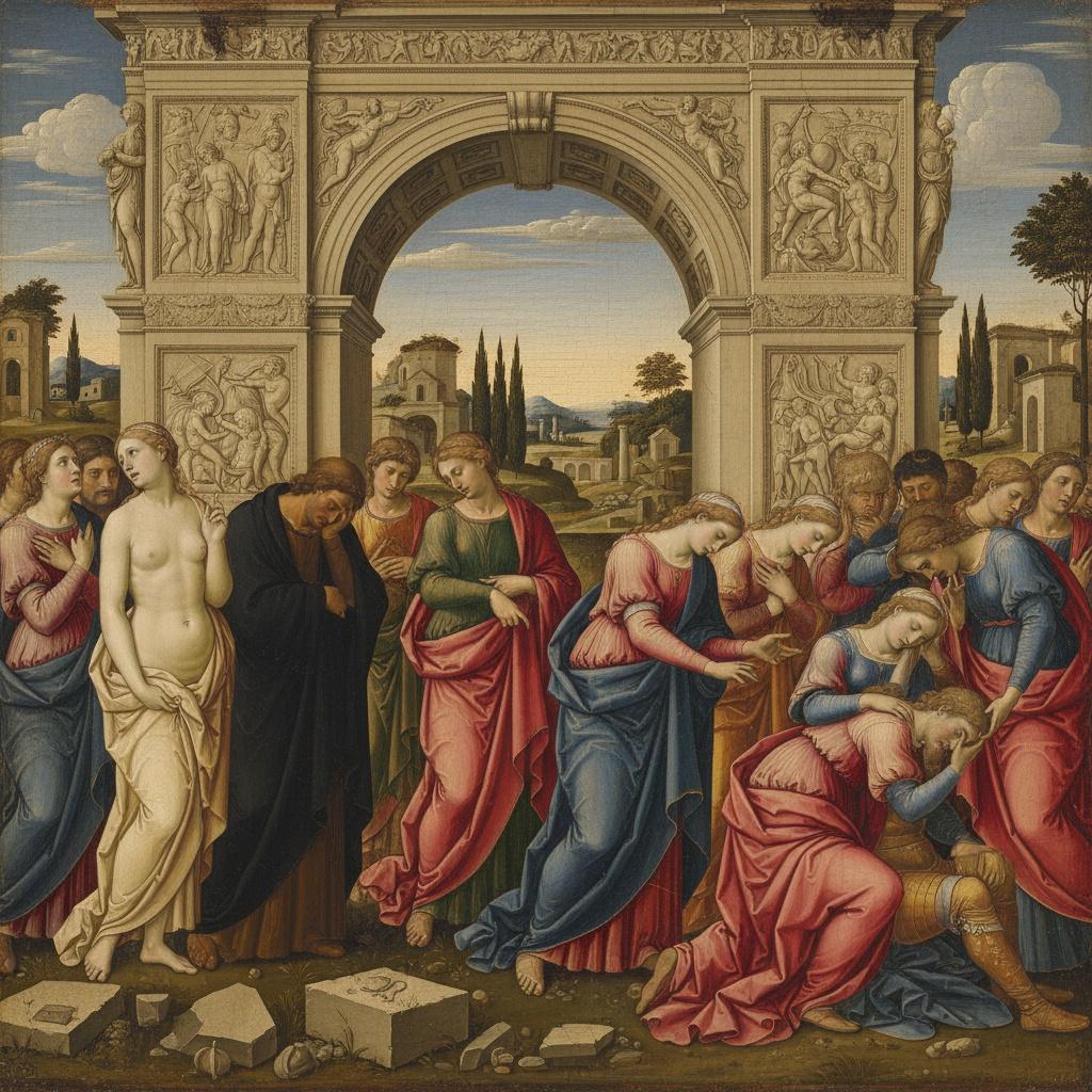 Echoes Of The Triumphant Arch: A Solemn Allegory In Tempera — Marc Duvallier
