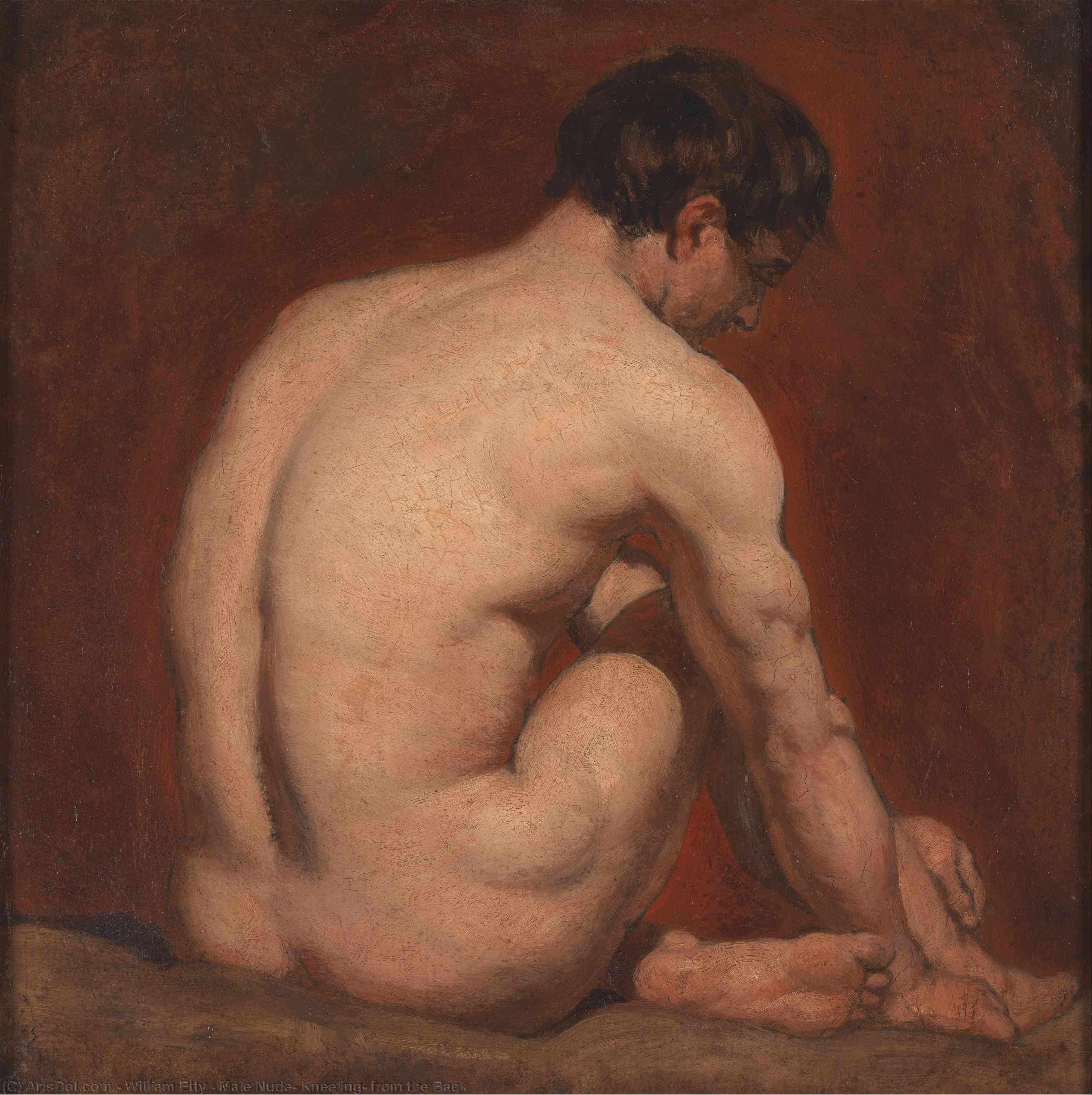 Male Nude, Kneeling, From The Back — William Etty