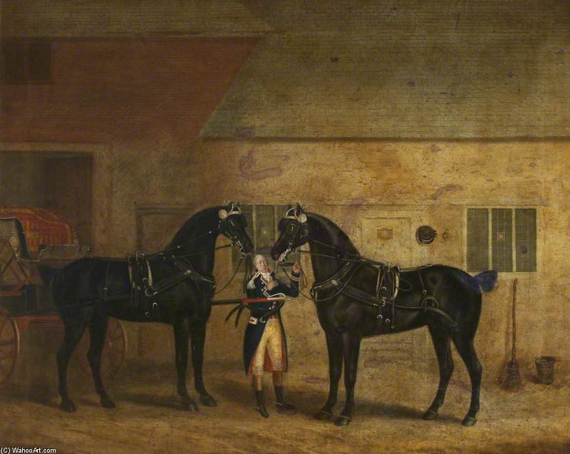 Two Carriage Horses In A Stable — Francis Sartorius Ii (john Francis Sartorius)