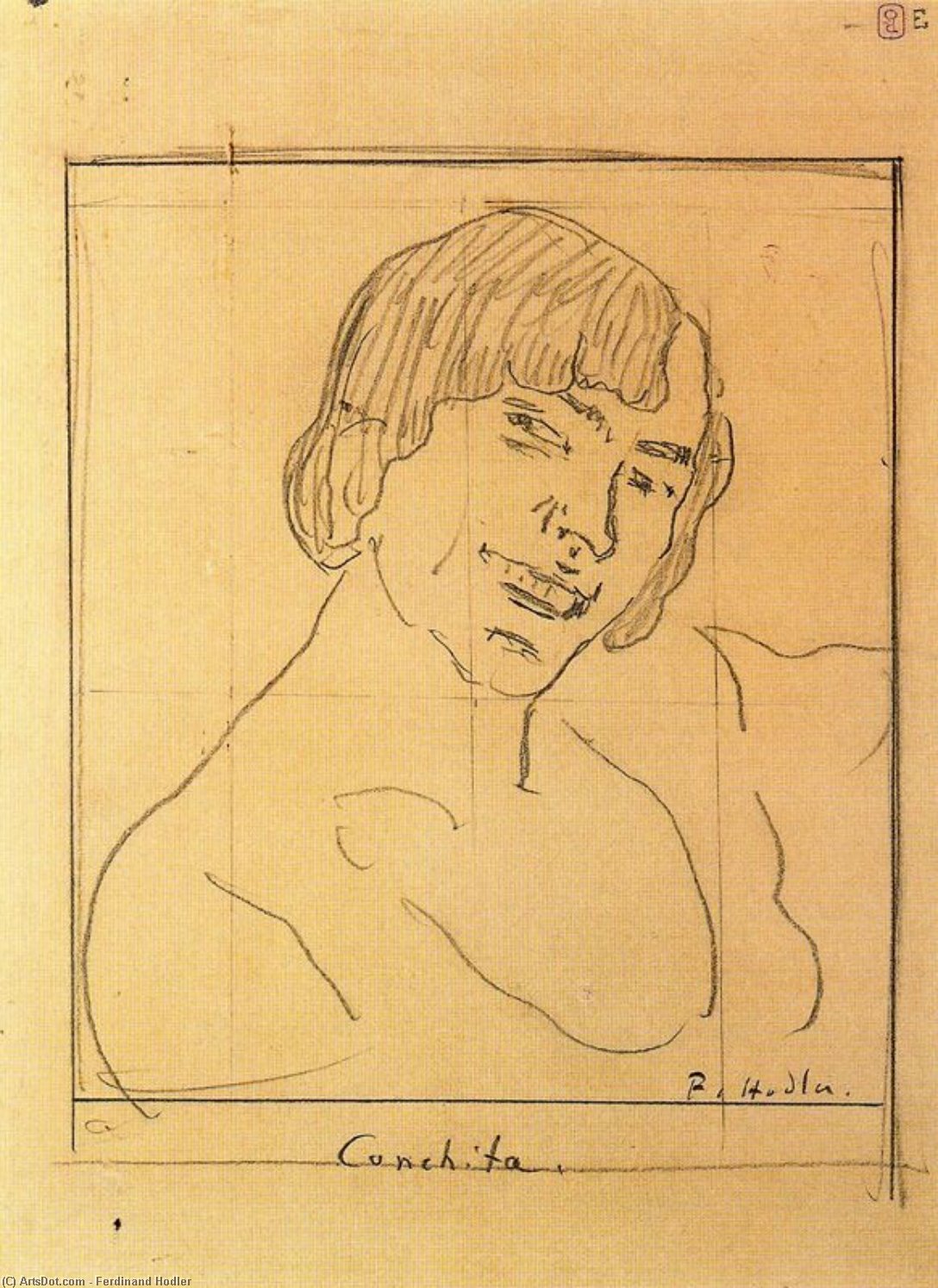 Conchita, Study For The Portrait Of Smiling Conchita — Ferdinand Hodler