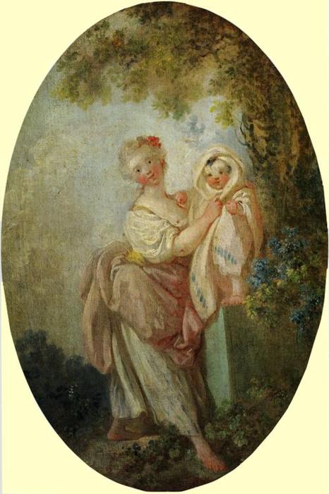 Young Woman Holding Up Her Child — Jean-honoré Fragonard