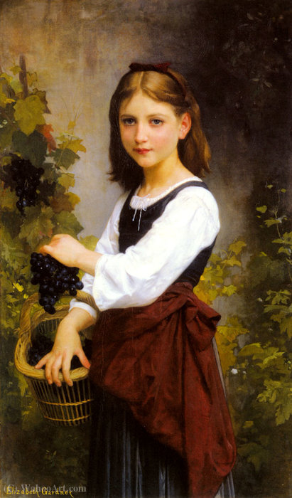 A Young Girl Holding A Basket Of Grapes — Elizabeth Jane Gardner Bouguereau