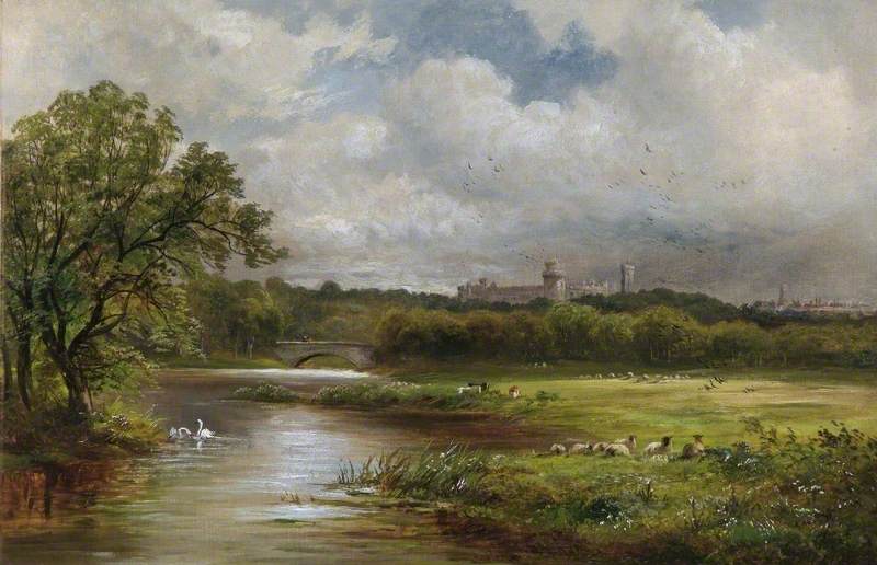 Rural Landscape With Sheep Grazing In A Meadow With Windsor Castle In The Distance — David Payne