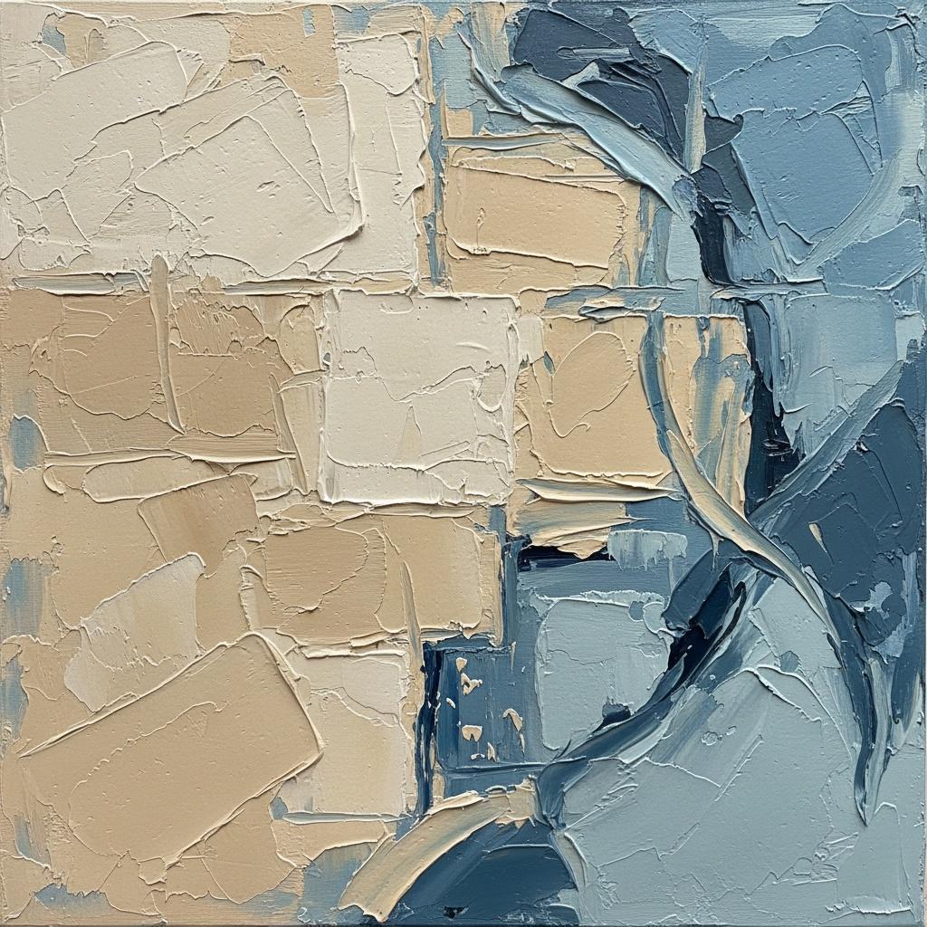Ethereal Tectonic Layers Of Cream And Slate Amidst Deep Indigo Motion — David Moreau