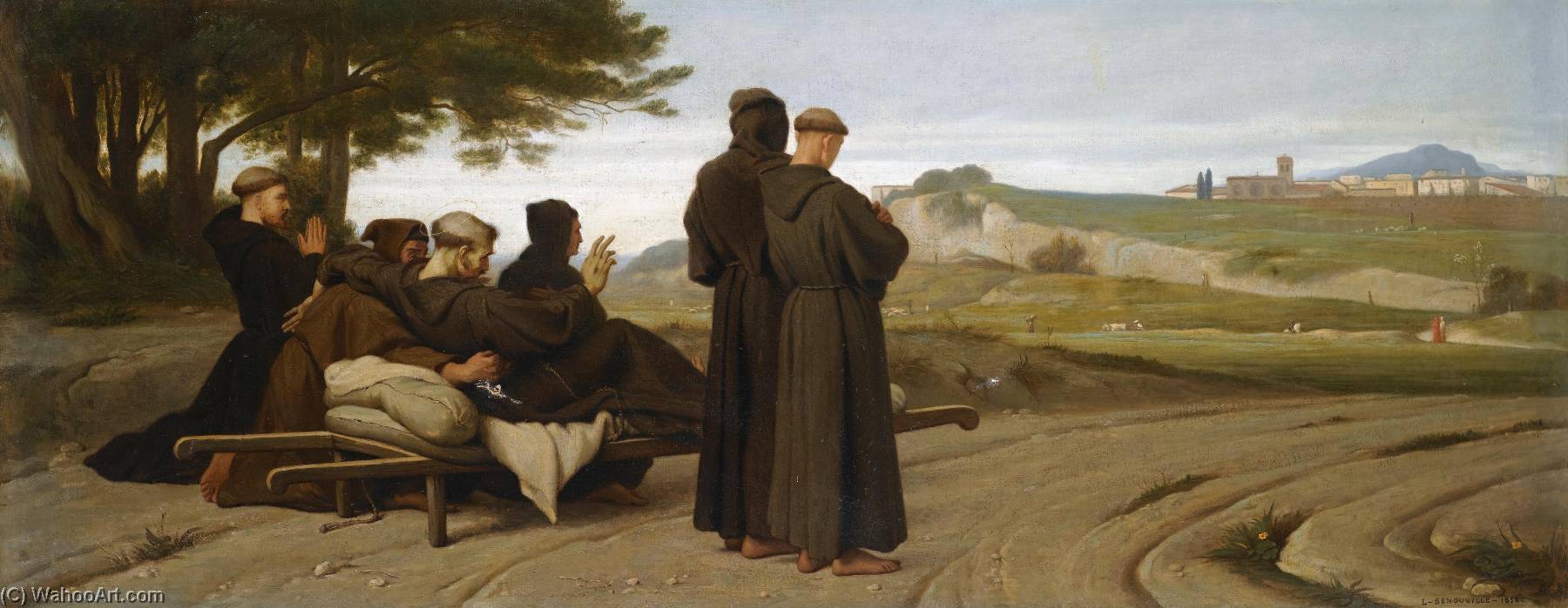 Saint Francois D'assise Transporte Mourant A Sainte Marie Des Anges, Benit La Ville D'assise — François Léon Benouville