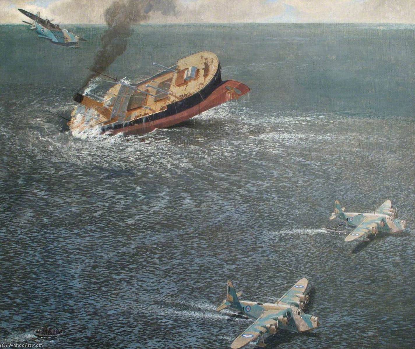 First Rescue Of All The Crew Of A Torpedoed Freighter In The Atlantic By Sunderlands — Eric Hesketh Hubbard