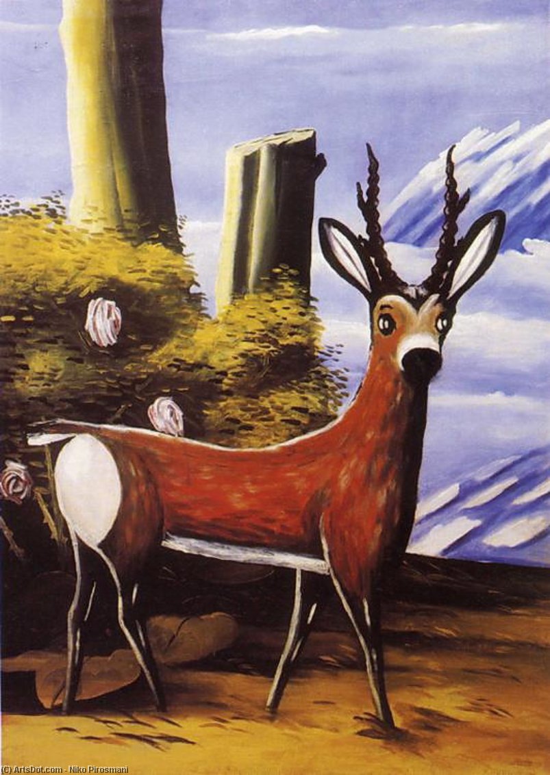 Roe With A Landscape In The Background — Niko Pirosmani