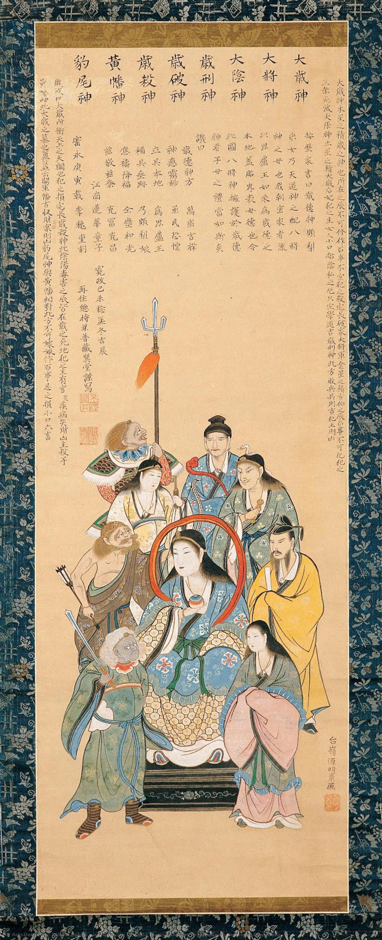Ink Drawing Of Eight Martial Deities (symbolizing The Eight Directions) — Tairei, Sondō