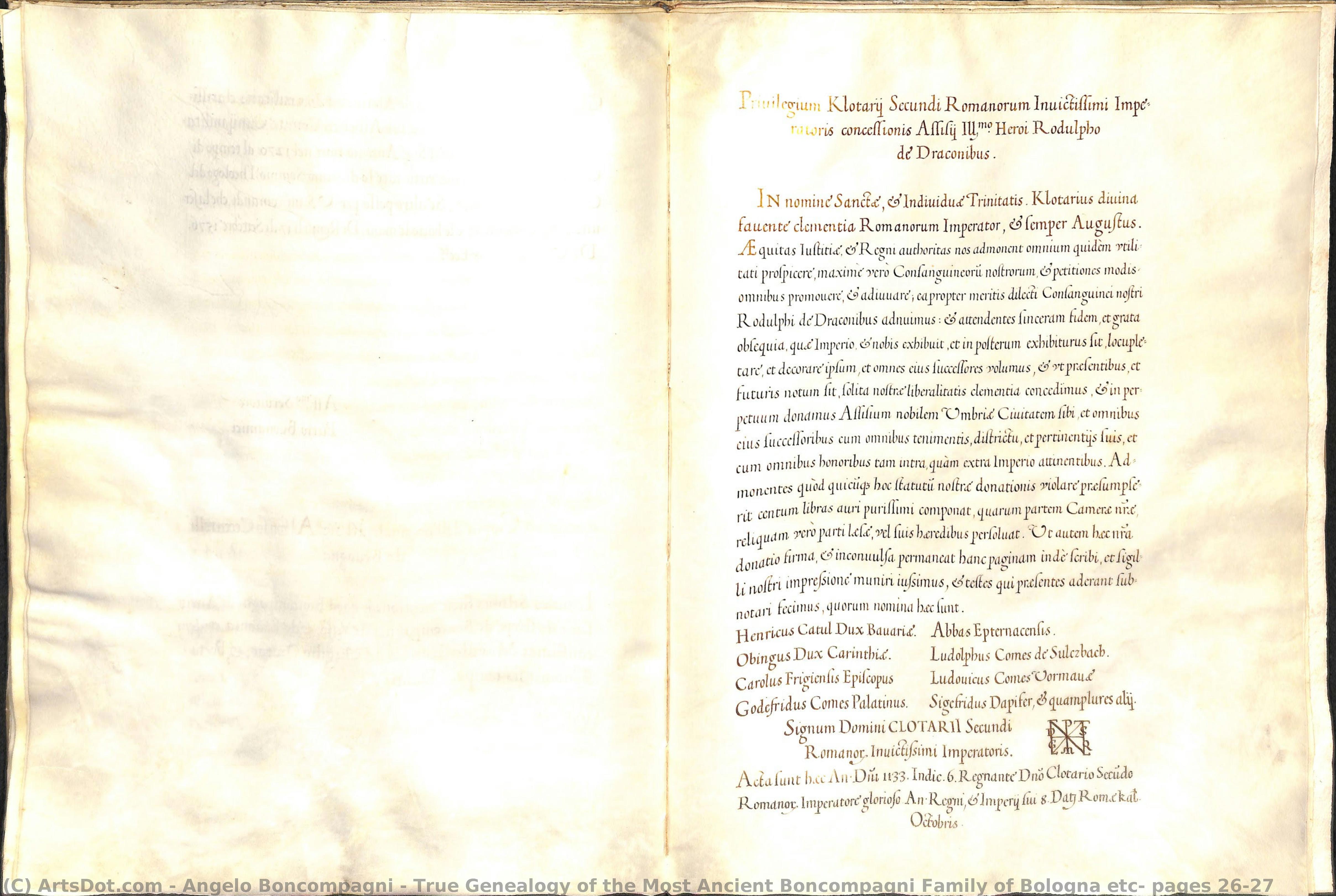 True Genealogy Of The Most Ancient Boncompagni Family Of Bologna Etc: Pages 26-27 — Angelo Boncompagni