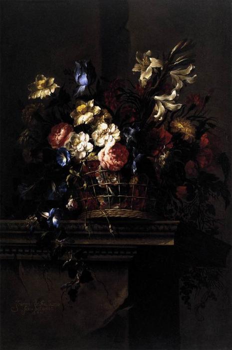 Basket Of Flowers On A Plinth — Juan De Arellano