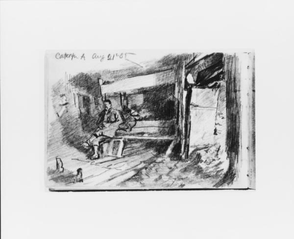 Camp A Aug 21 1885. Interior With Seated Figure — William Trost Richards