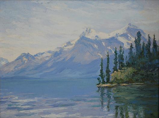 (lake Scene With White Capped Mountains In The Distance), (painting) — Mary Agnes Yerkes