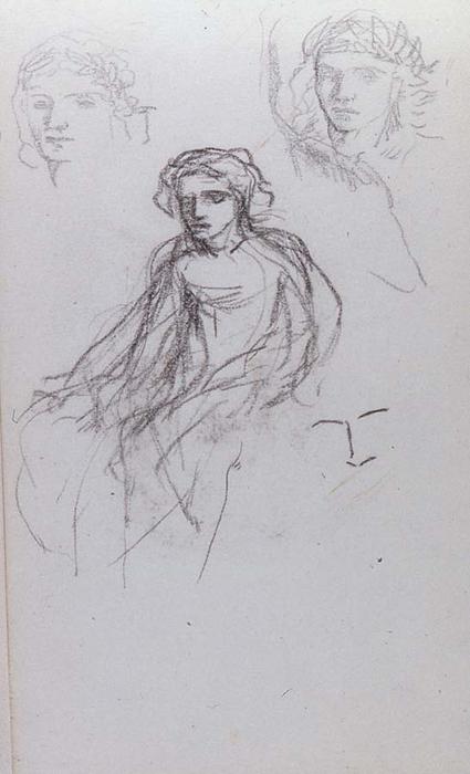 Two Female Faces, One Seated Female — John La Farge